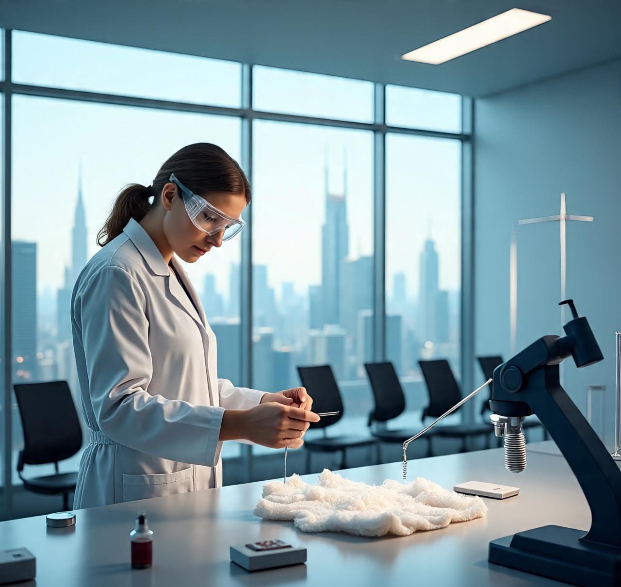 estudio mecánico del comportamiento torsional dinámico de microfibras textiles, concretamente poliéster y nailon, materiales comunes en la industria textil.